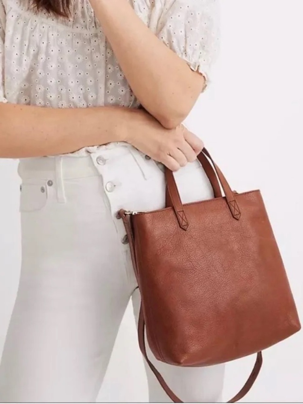 Madewell Chestnut Brown Leather Tote Bag